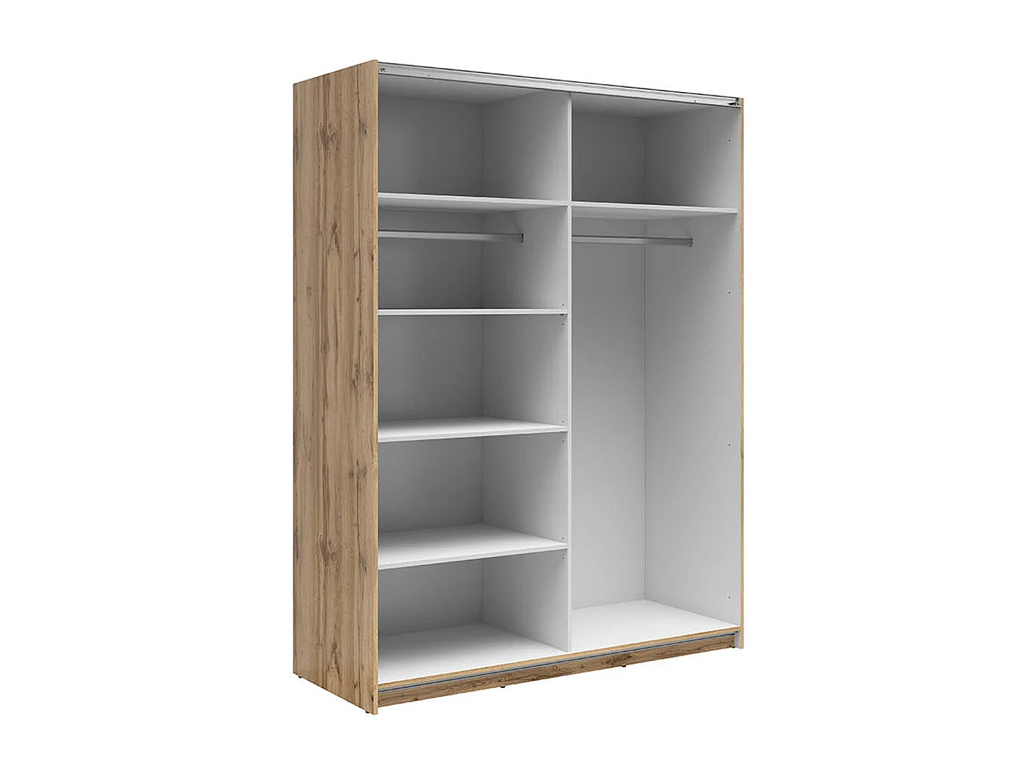 Armoire placard à 2 portes coulissantes avec miroir coloris Chêne wotan - Longueur 153,5 x Profondeur 60 x Hauteur 195,5 cm