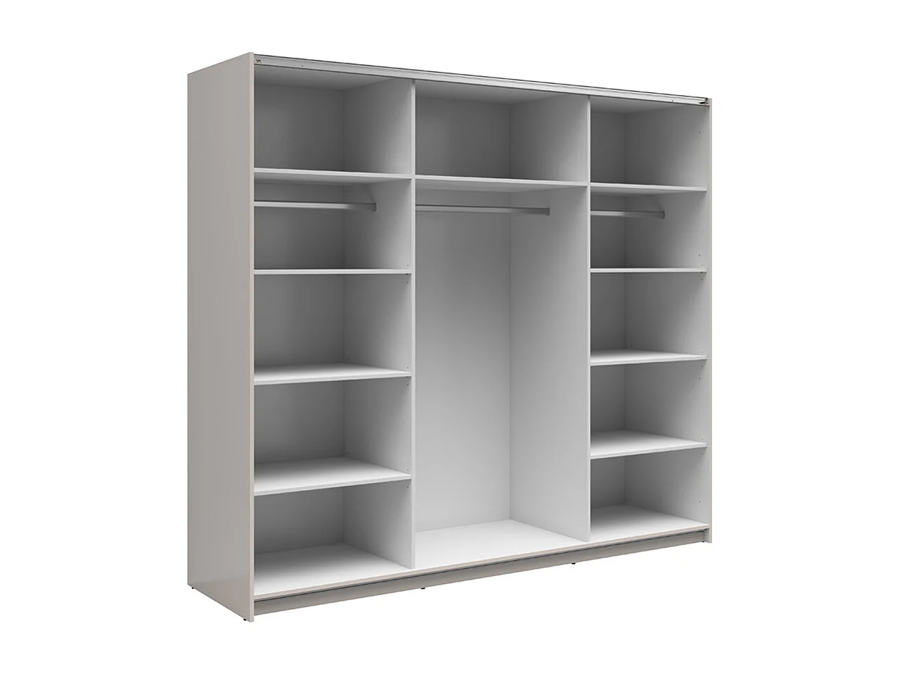 Armoire placard à 2 portes coulissantes dont 1 avec miroir coloris Beige Kashmir - Longueur 220 x Profondeur 60 x Hauteur 195,5 cm