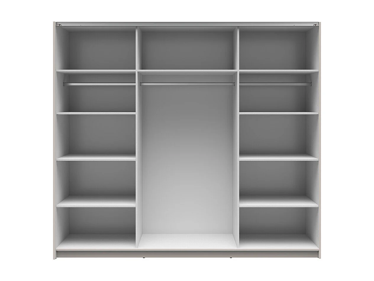 Armoire placard à 2 portes coulissantes dont 1 avec miroir coloris Beige Kashmir - Longueur 220 x Profondeur 60 x Hauteur 195,5 cm