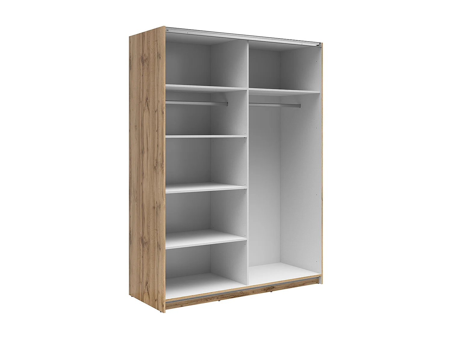 Armoire placard à 2 portes coulissantes coloris Chêne wotan/blanc - Longueur 153,5 x Profondeur 60 x Hauteur 195,5 cm