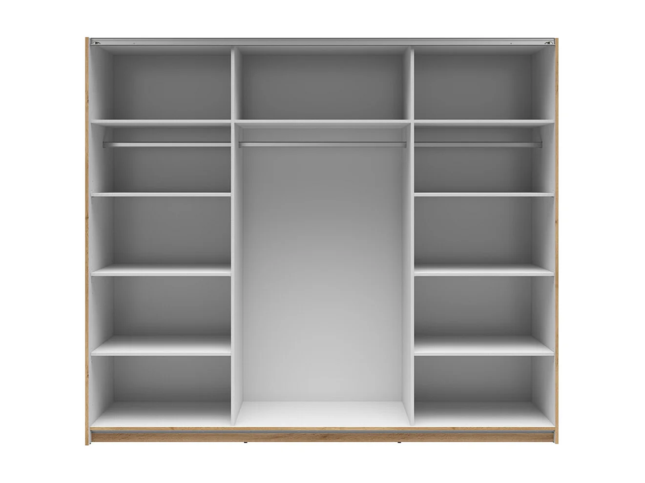 Armoire placard à 2 portes coulissantes dont 1 porte avec miroir coloris Chêne wotan - Longueur 220 x Profondeur 60 x Hauteur 195,5 cm