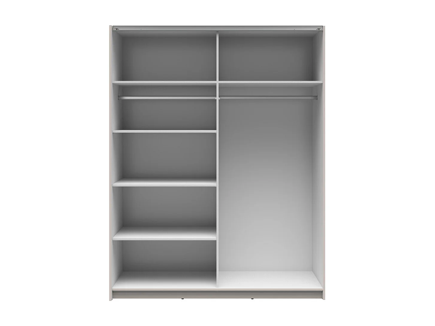 Armoire placard à 2 portes coulissantes dont 1 avec miroir coloris Beige Kashmir - Longueur 153,5 x Profondeur 60 x Hauteur 195,5 cm