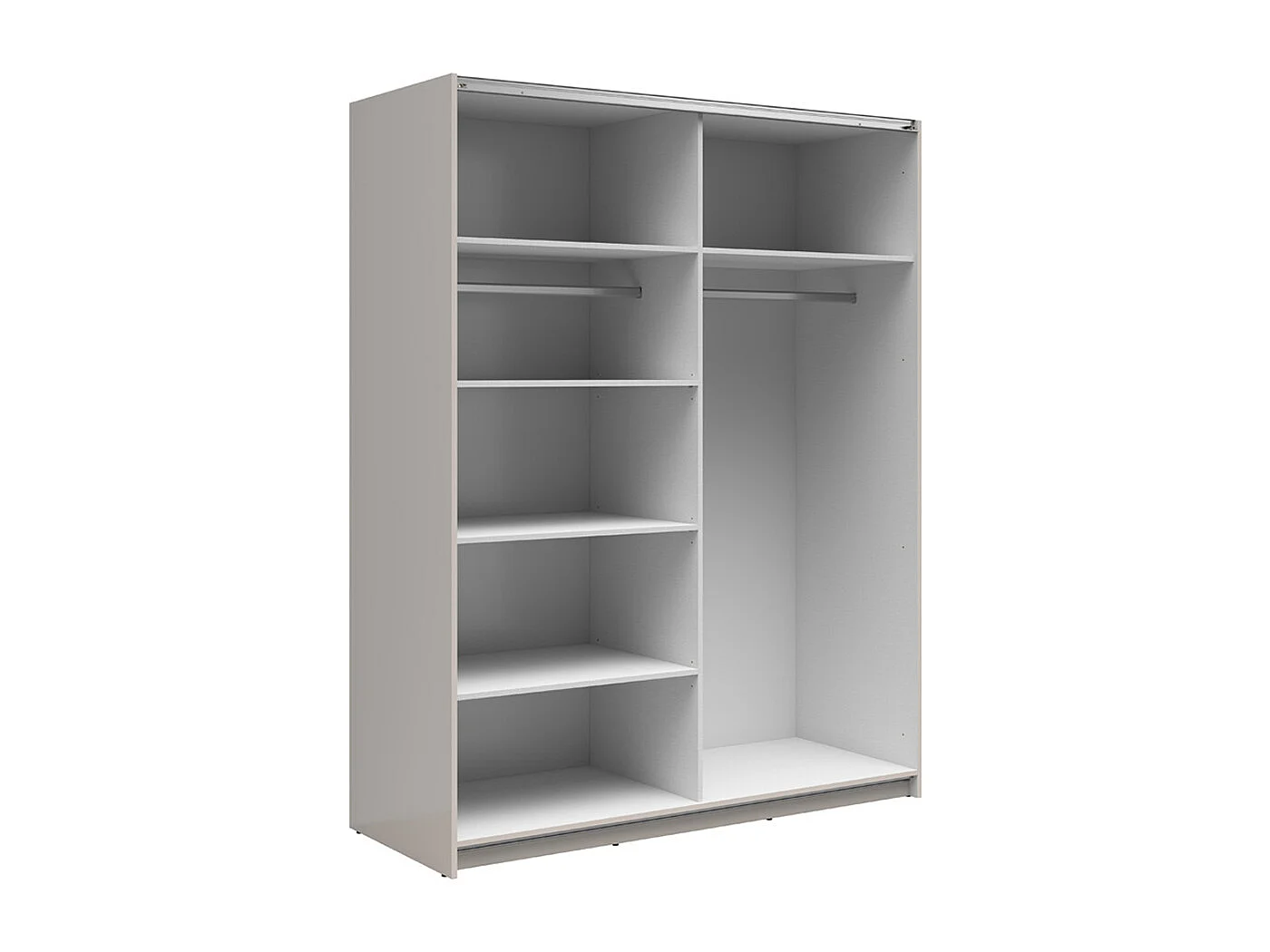 Armoire placard à 2 portes coulissantes dont 1 avec miroir coloris Beige Kashmir - Longueur 153,5 x Profondeur 60 x Hauteur 195,5 cm