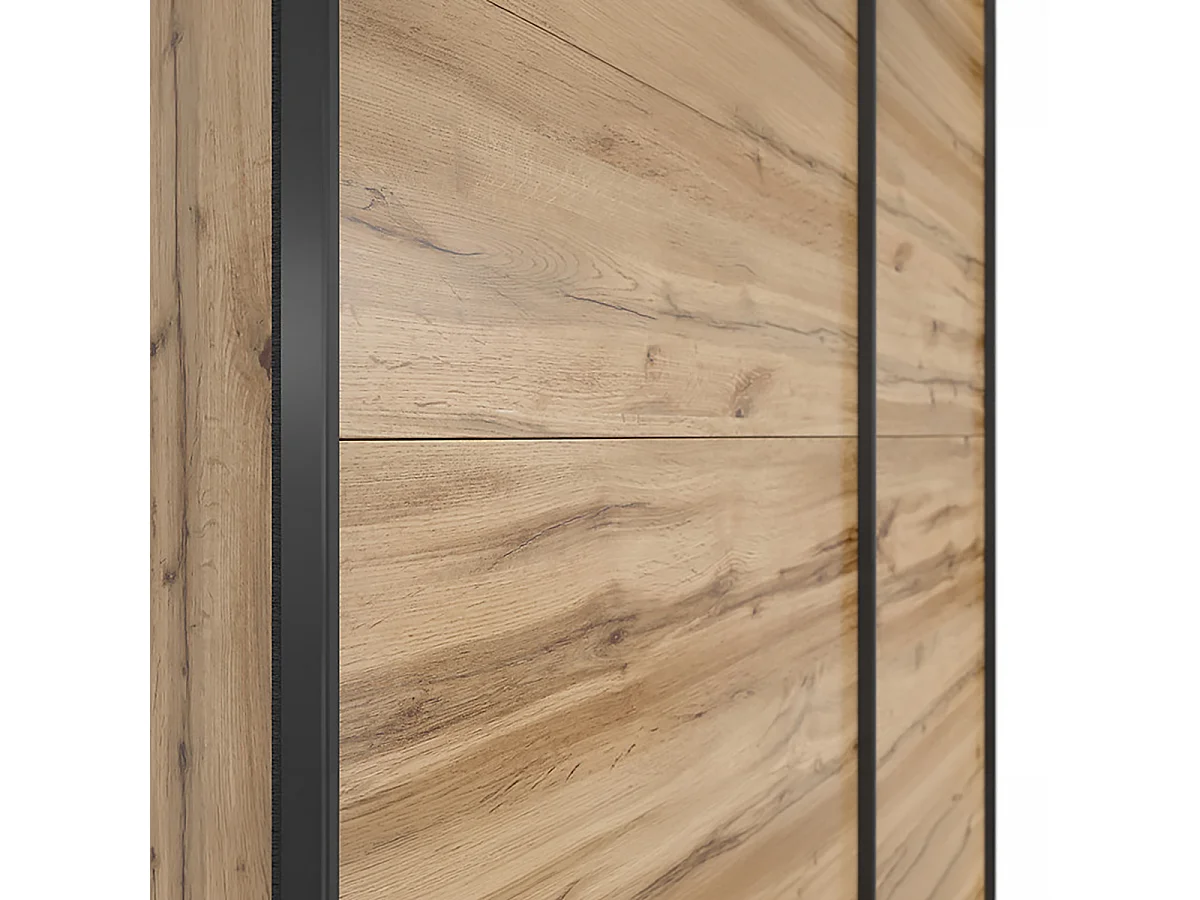 Armoire placard à 2 portes coulissantes coloris Chêne wotan - Longueur 153,5 x Profondeur 60 x Hauteur 195,5 cm