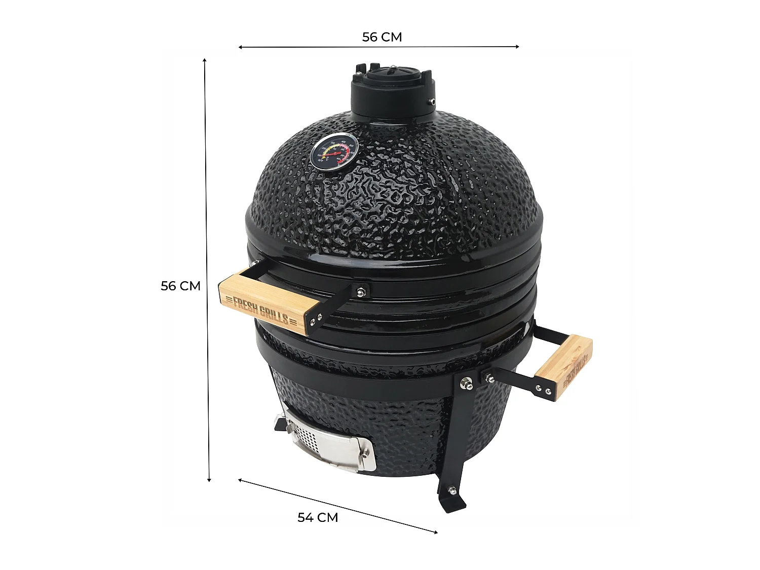 Churrasqueira Kamado Cerâmica 40,6cm com Suporte em Ferro Fundido – Grelha Inox, Termómetro Integrado, Capa e Acessórios Incluídos, Gama 10–400°C