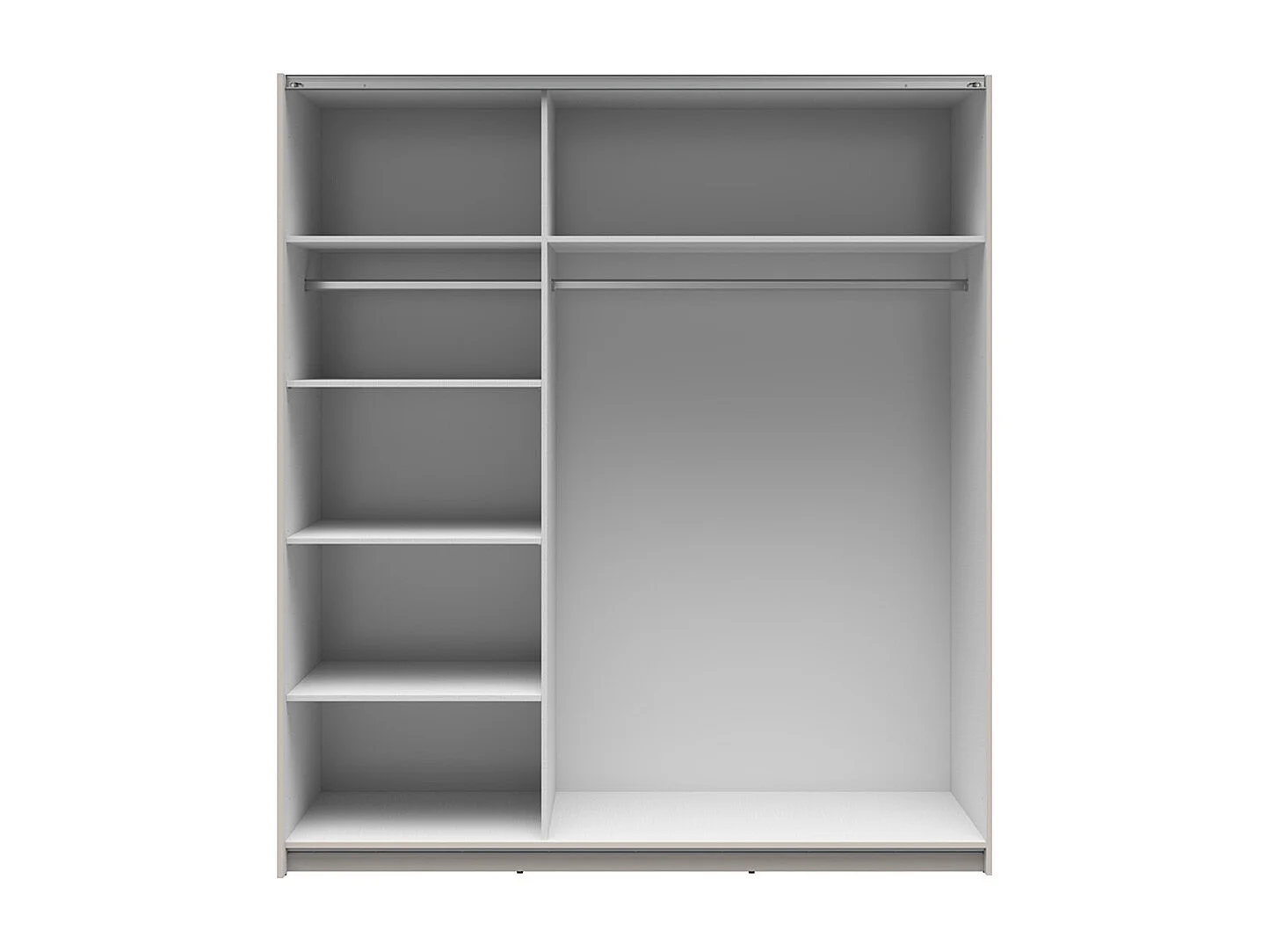Armoire placard à 2 portes coulissantes dont 1 avec miroir coloris Beige Kashmir - Longueur 183 x Profondeur 60 x Hauteur 195,5 cm