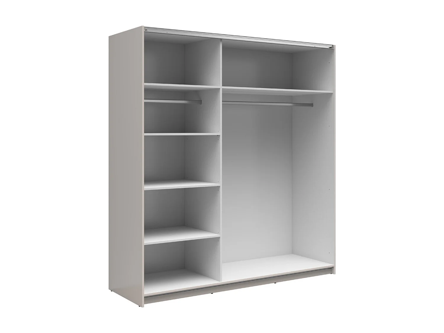 Armoire placard à 2 portes coulissantes dont 1 avec miroir coloris Beige Kashmir - Longueur 183 x Profondeur 60 x Hauteur 195,5 cm