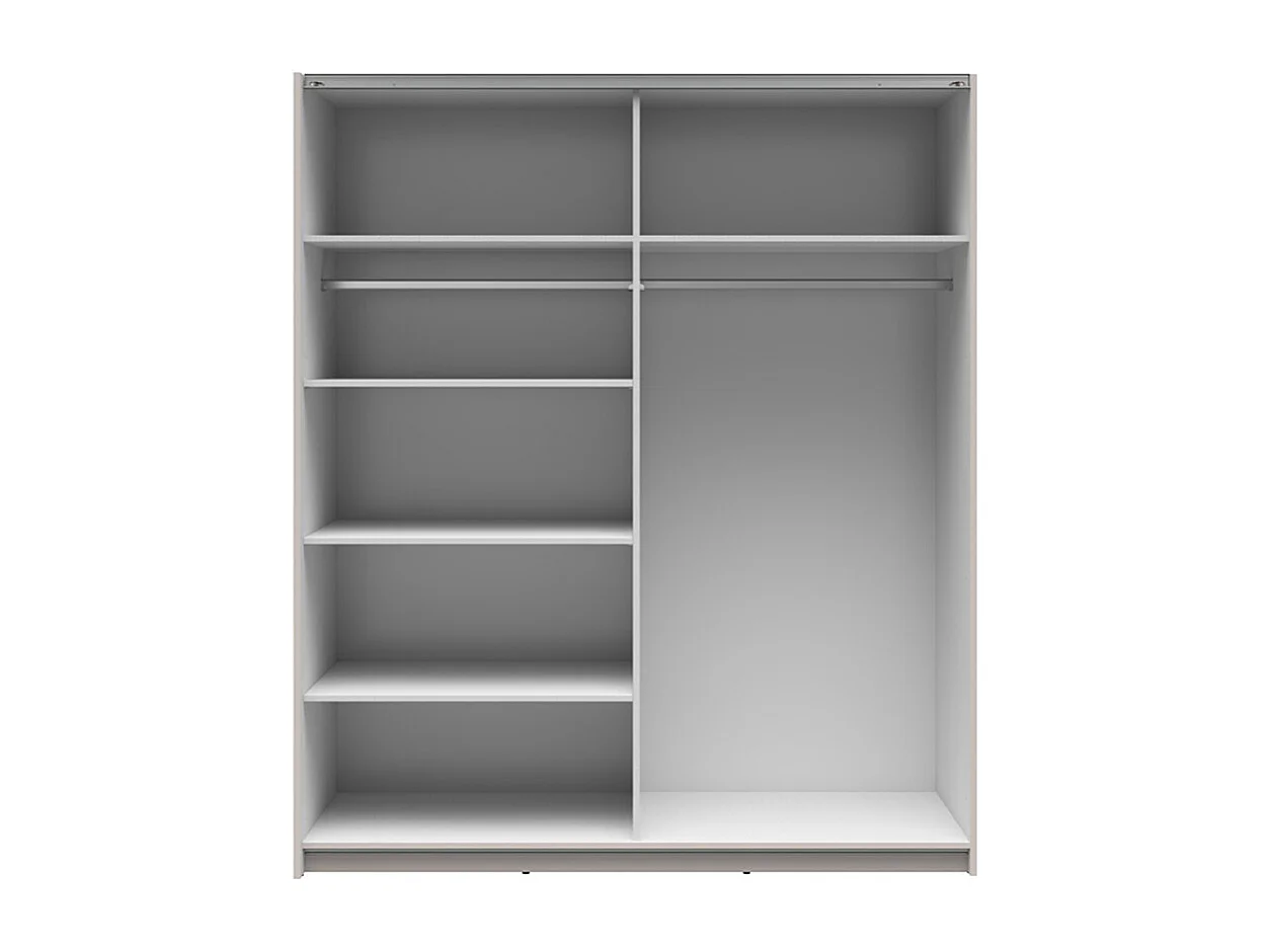 Armoire placard à 2 portes coulissantes avec miroir coloris Beige Kashmir - Longueur 153,5 x Profondeur 60 x Hauteur 195,5 cm