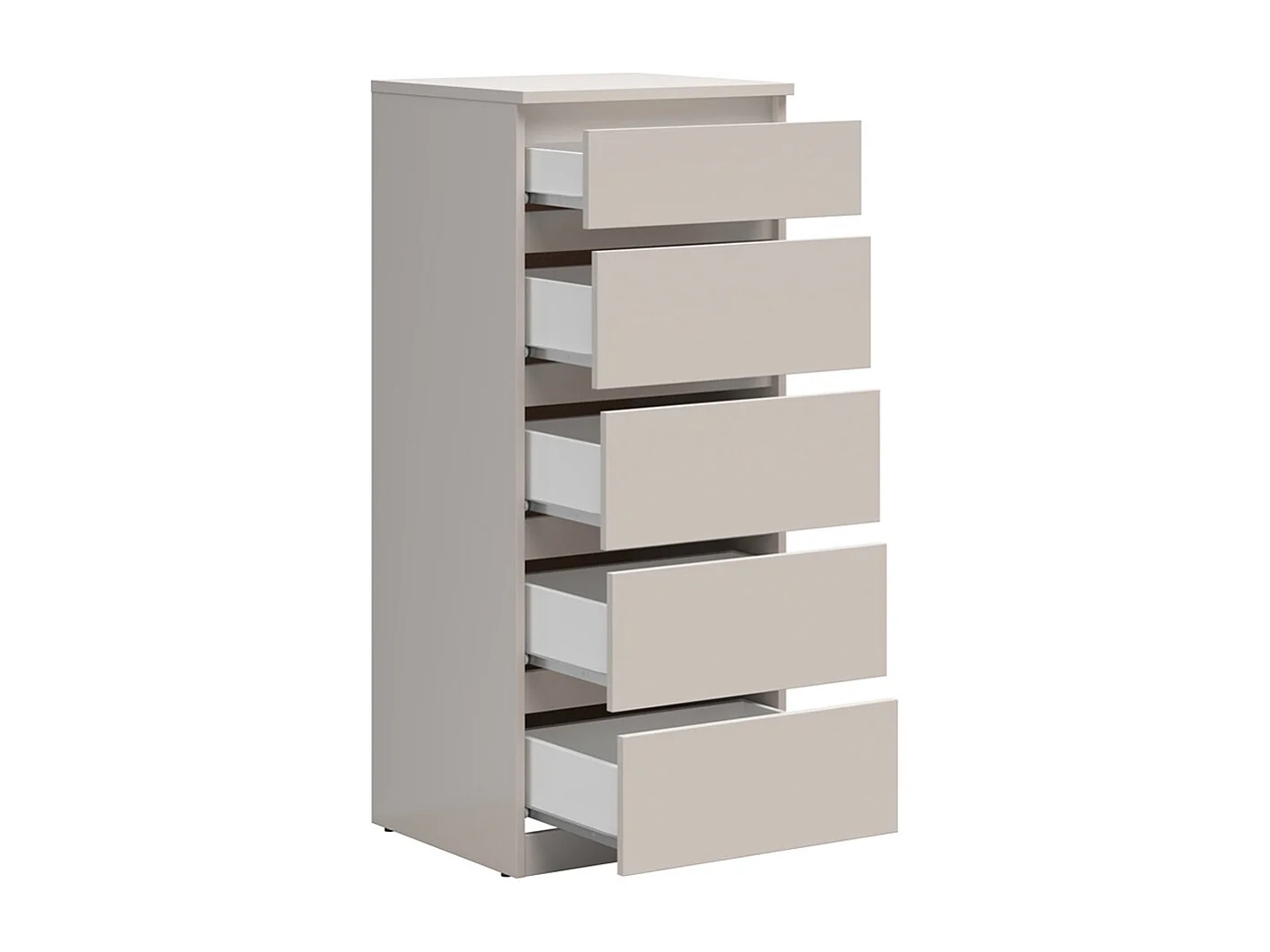 Chiffonier de 5 tiroirs commode meuble de rangement coloris Beige - Longueur 50 x Profondeur 45 x Hauteur 115 cm