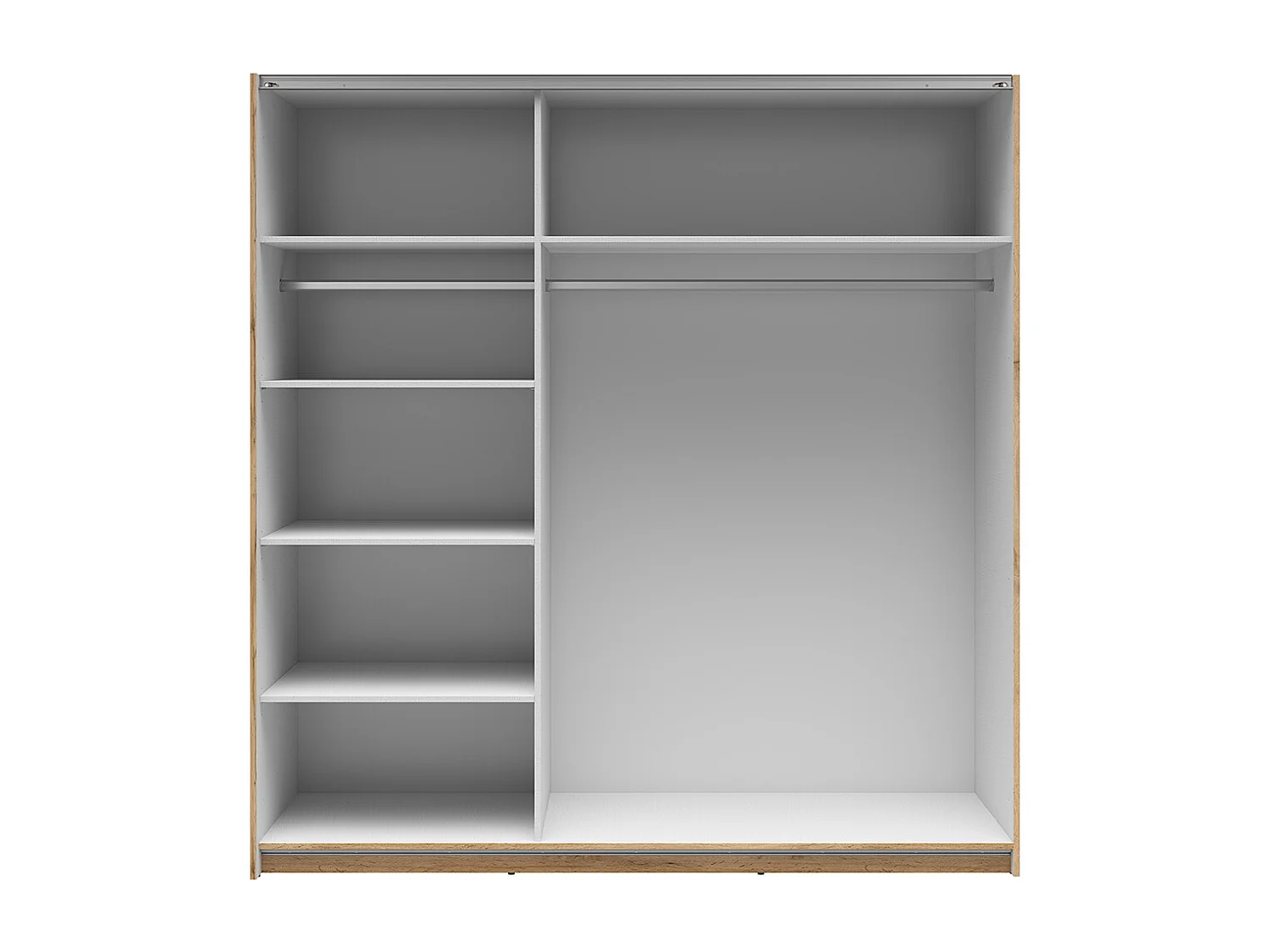 Armoire placard à 2 portes coulissantes dont 1 porte avec miroir coloris Chêne wotan - Longueur 183 x Profondeur 60 x Hauteur 195,5 cm