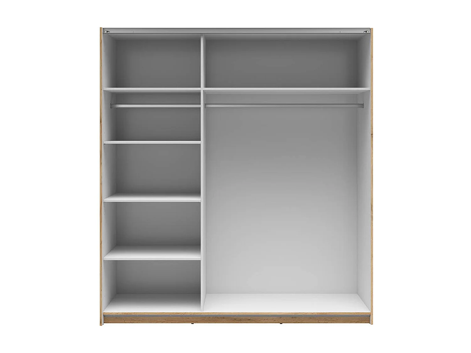 Armoire placard à 2 portes coulissantes avec miroir coloris Chêne wotan - Longueur 183 x Profondeur 60 x Hauteur 195,5 cm