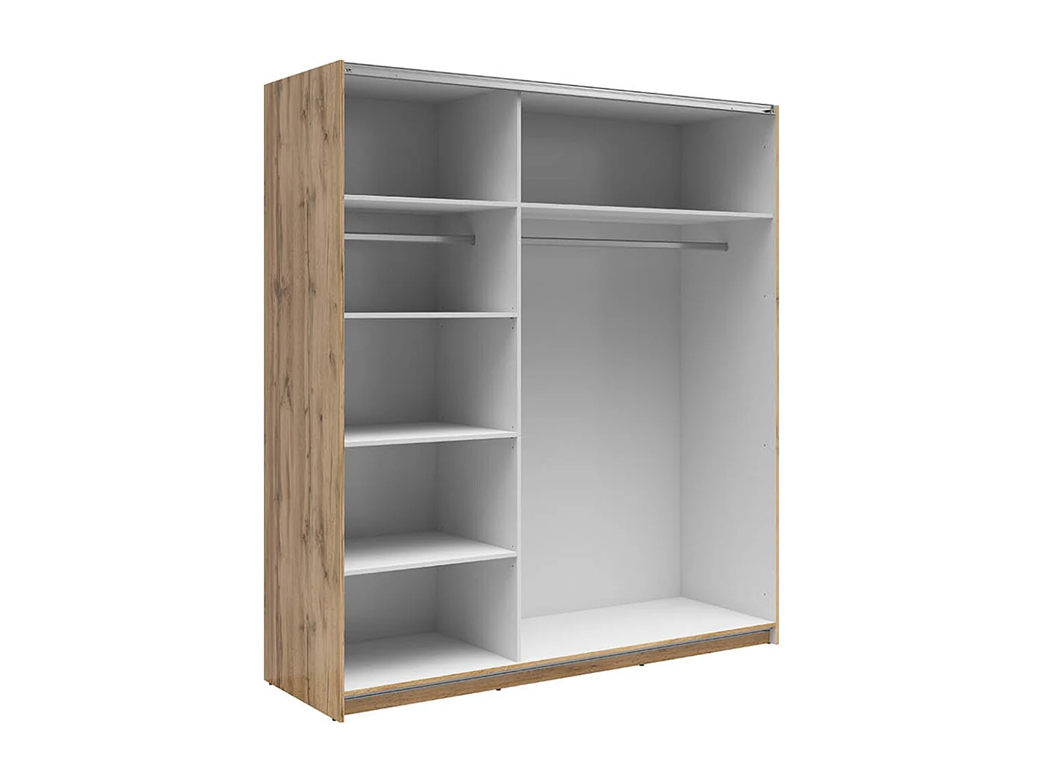 Armoire placard à 2 portes coulissantes avec miroir coloris Chêne wotan - Longueur 183 x Profondeur 60 x Hauteur 195,5 cm