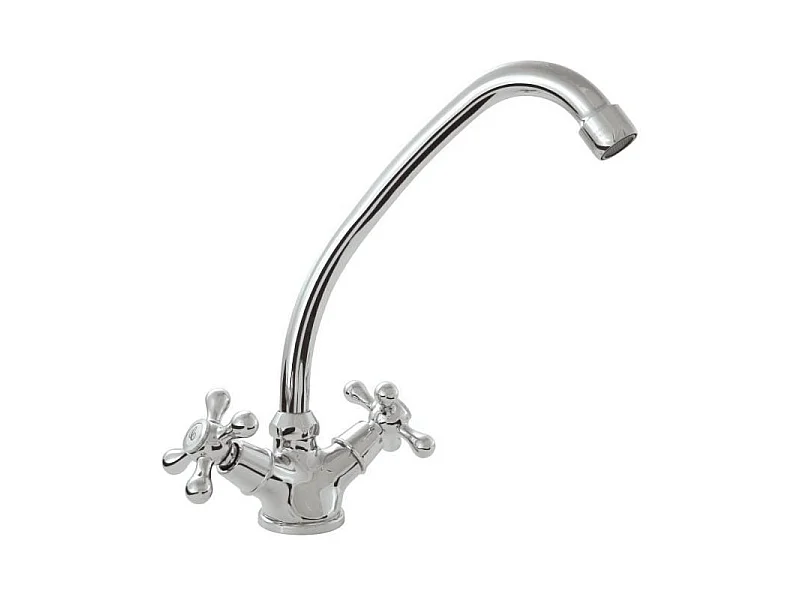 ROUSSEAU Robinet melangeur de cuisine Beverly - Sans douchette - Gris chrome