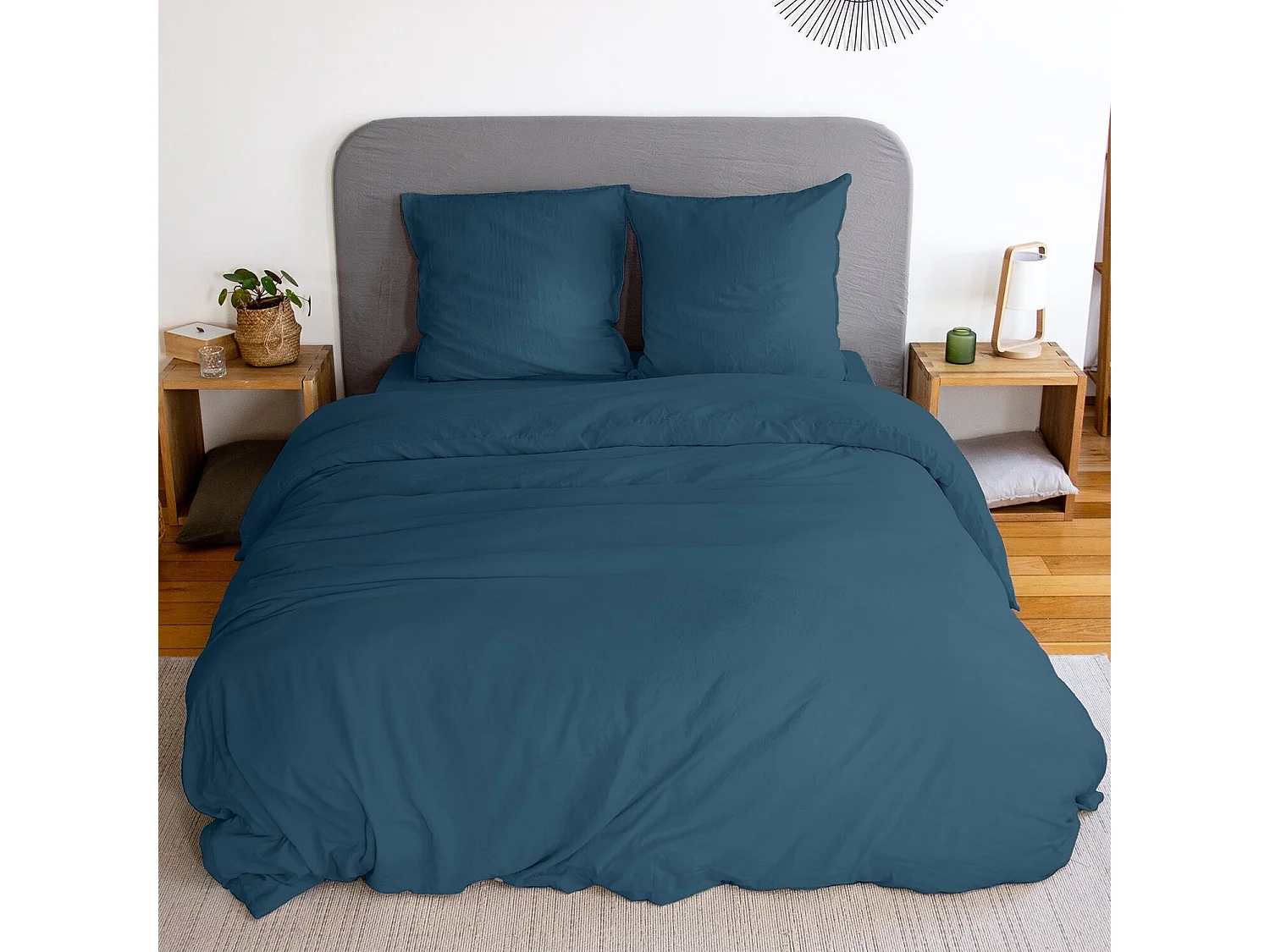 Parure Housse De Couette 100% Polyester Bleu Nuit