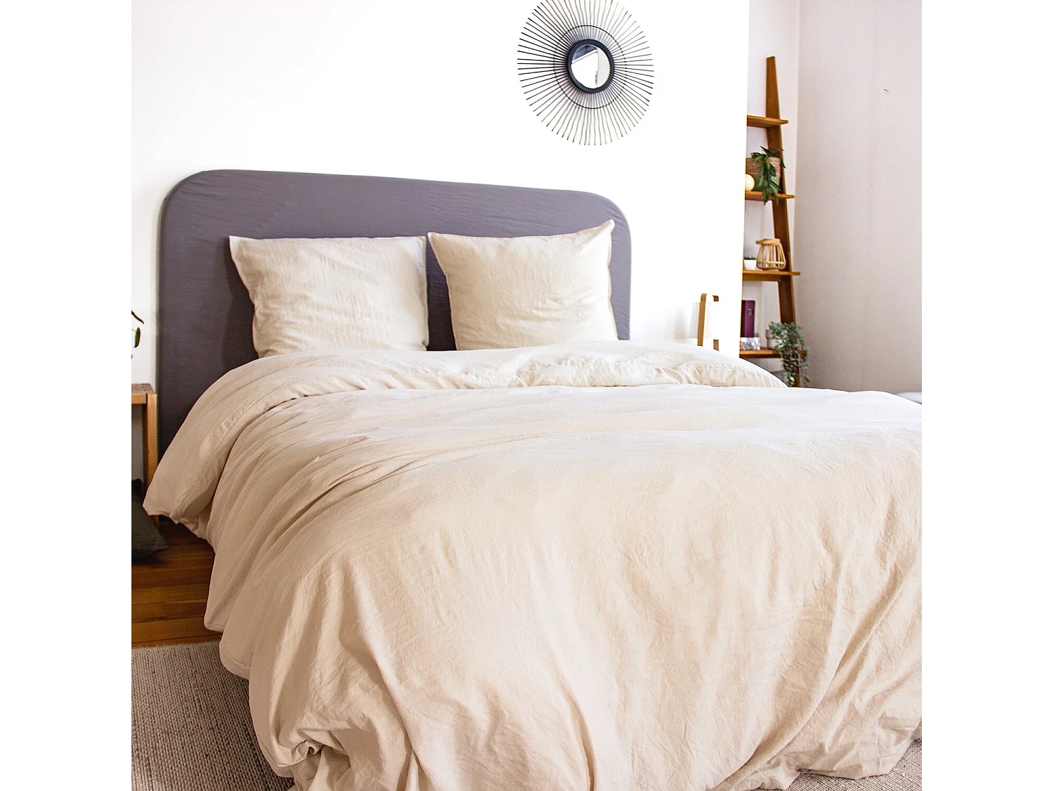 Parure Housse De Couette 100% Polyester Beige Sable