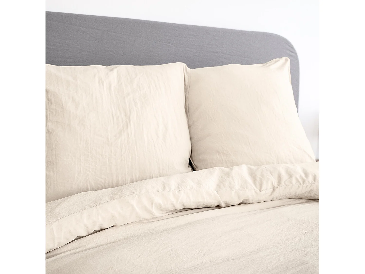 Parure Housse De Couette 100% Polyester Beige Sable