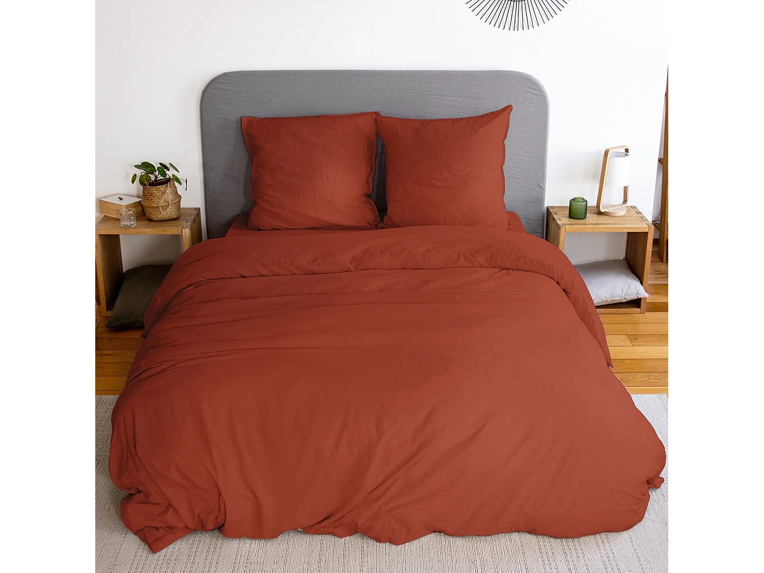 Parure Housse De Couette 100% Polyester Terracotta