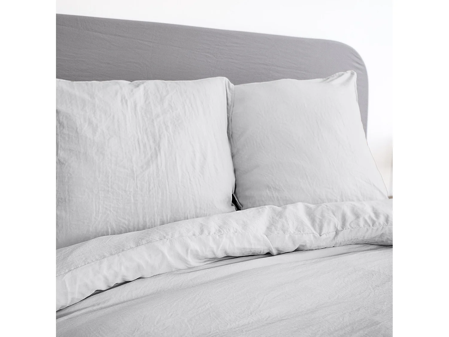Parure Housse De Couette 100% Polyester Gris Perle