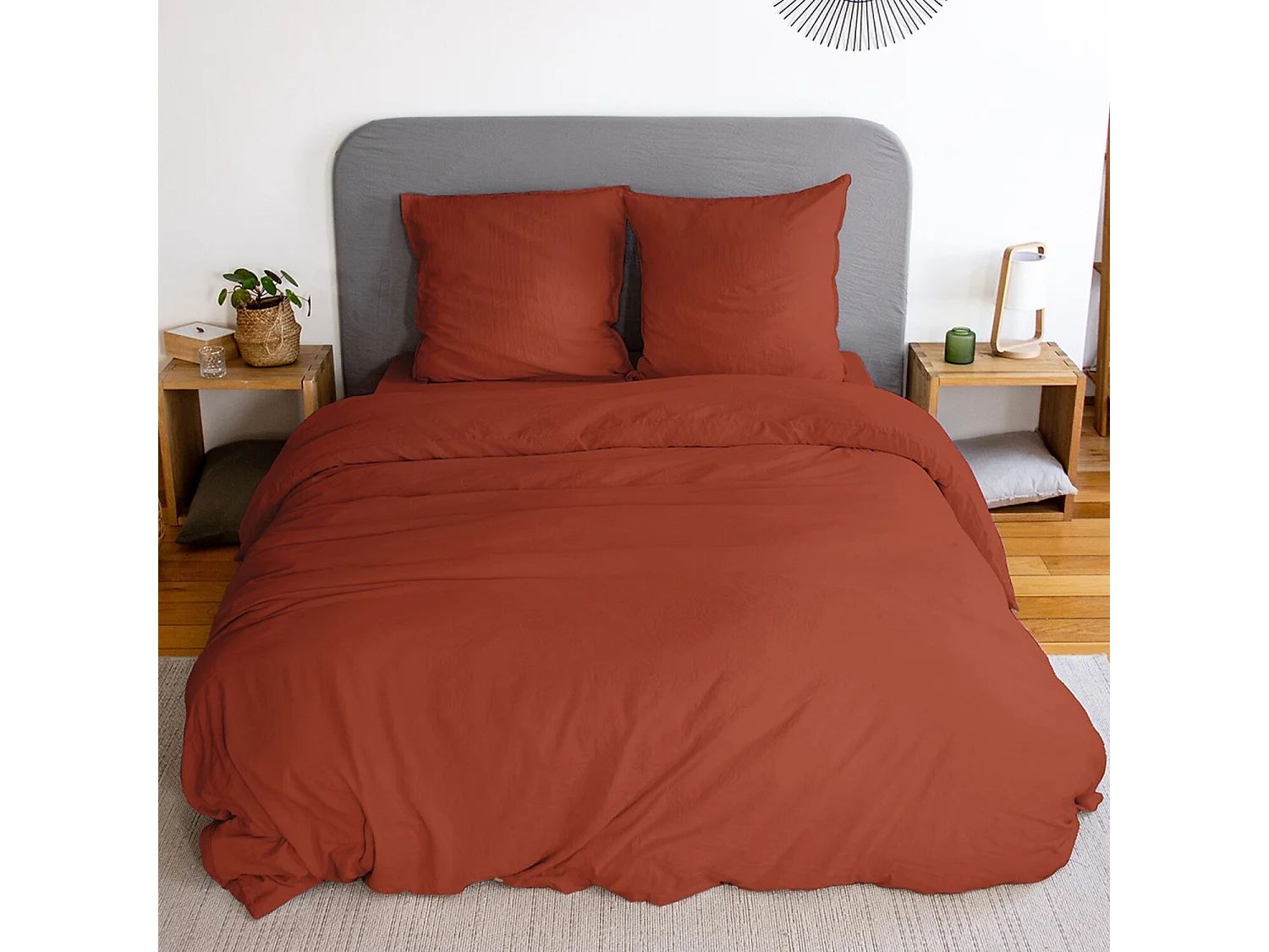 Parure Housse De Couette 100% Polyester Terracotta