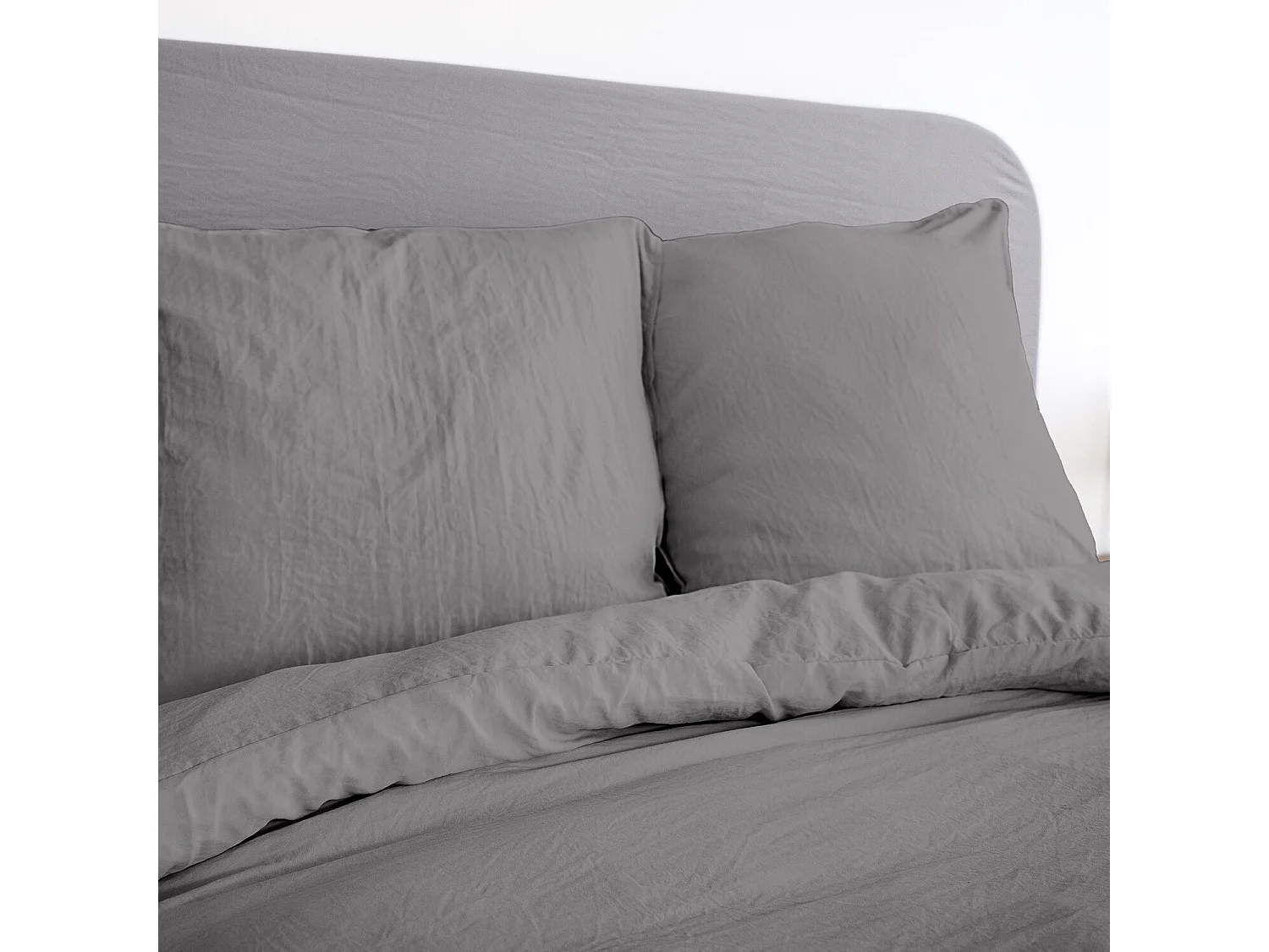 Parure Housse De Couette 100% Polyester Gris Anthracite