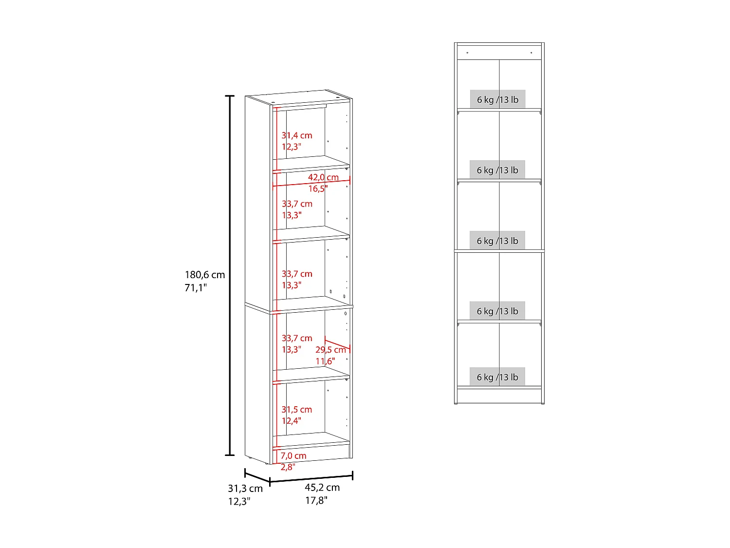 Copenhague Estante alto com portas elegantes para armazenamento