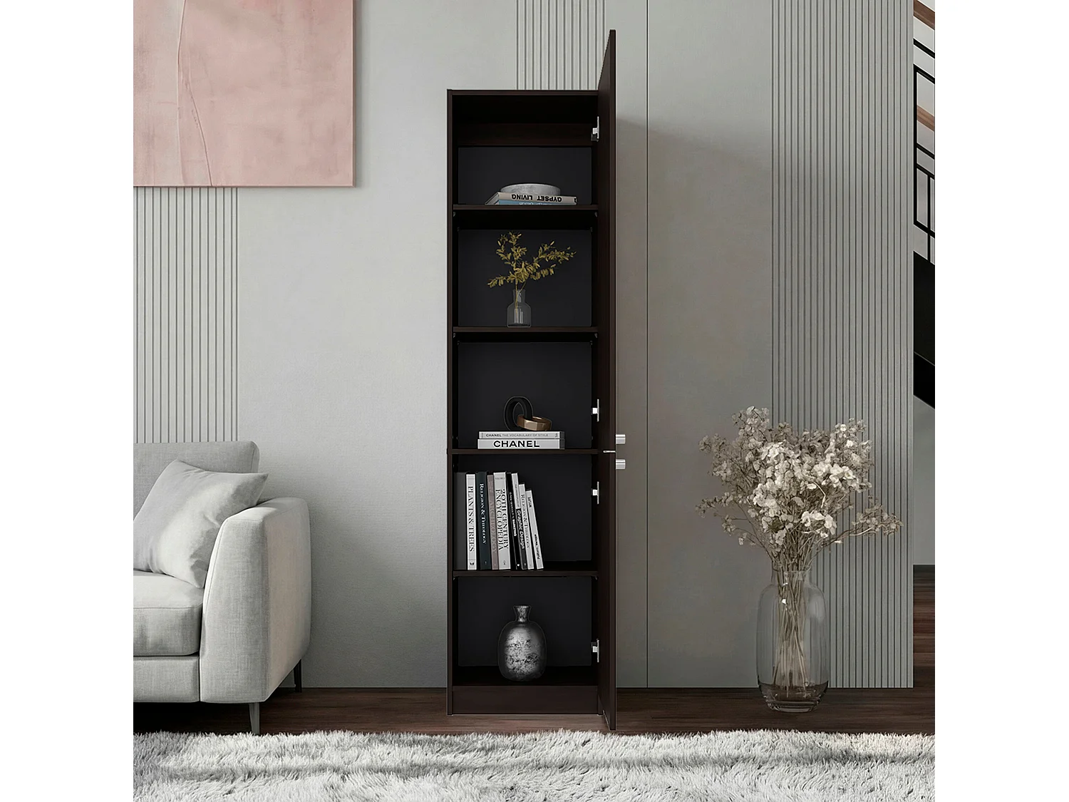 Estante Alto HOME E M4 com 2 Portas e Armazenamento Aberto