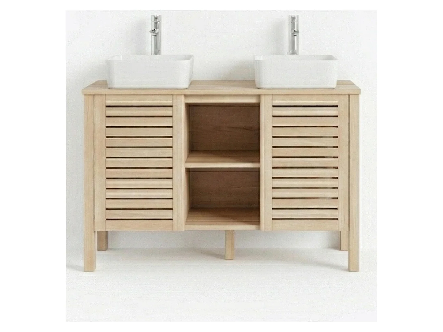Doppelwaschtisch-Set 120cm Eiche & Keramik TALIX
