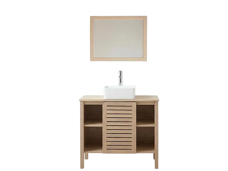 Mobile TALIX 90cm rovere con lavabo rubinetto e specchio inclusi