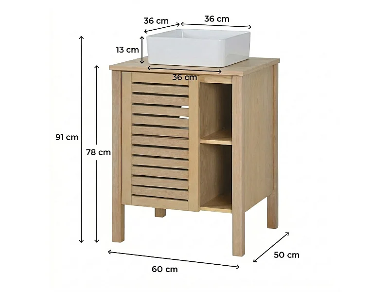 Ensemble vasque 60cm, vasque et robinet inclus TALIX