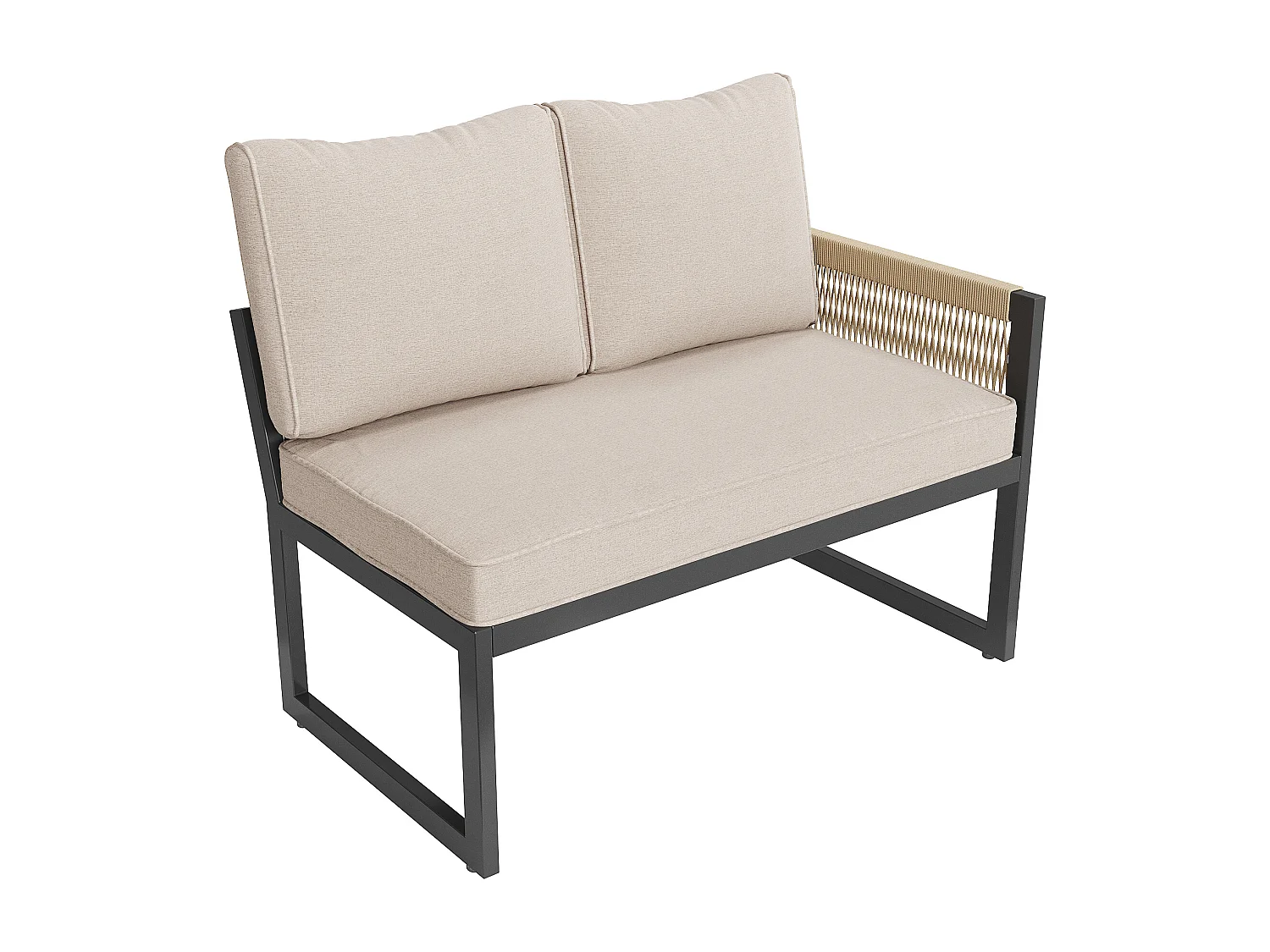 Modulaire tuinset voor 7 tot 8 personen, beige, gemaakt van metaal en polyester, inclusief tafel.