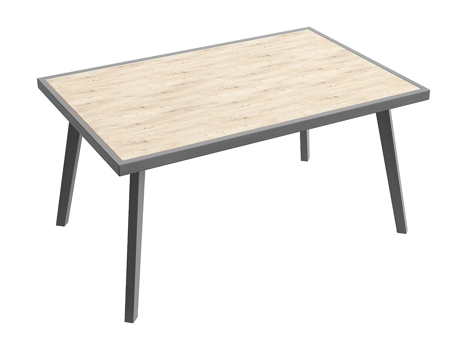 Set modulare di mobili da giardino in rattan grigio con cuscini spessi e tavolo lungo 100 cm.