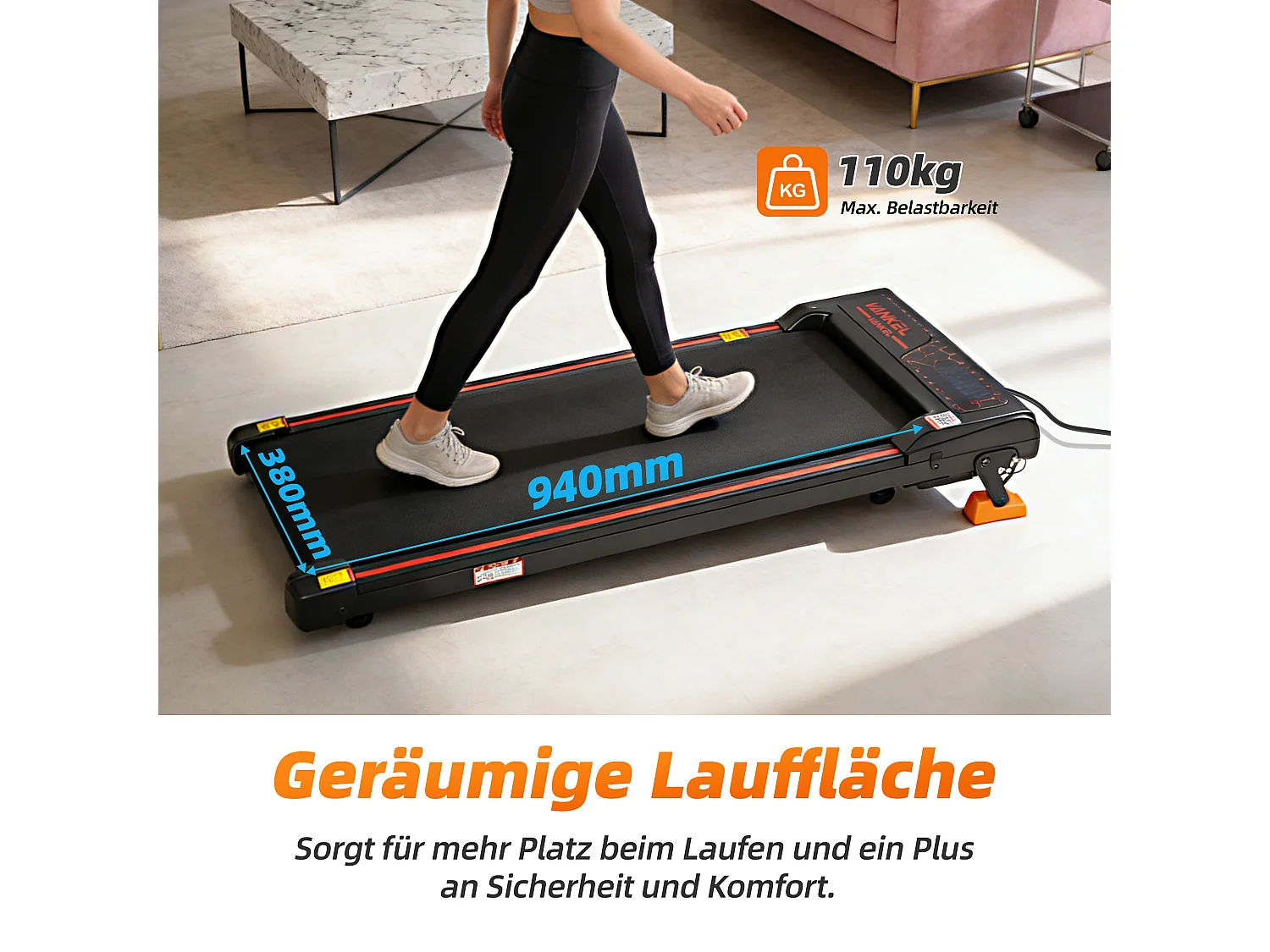 2-in-1 loopband met led-display en 4 hellingshoeken - zwart