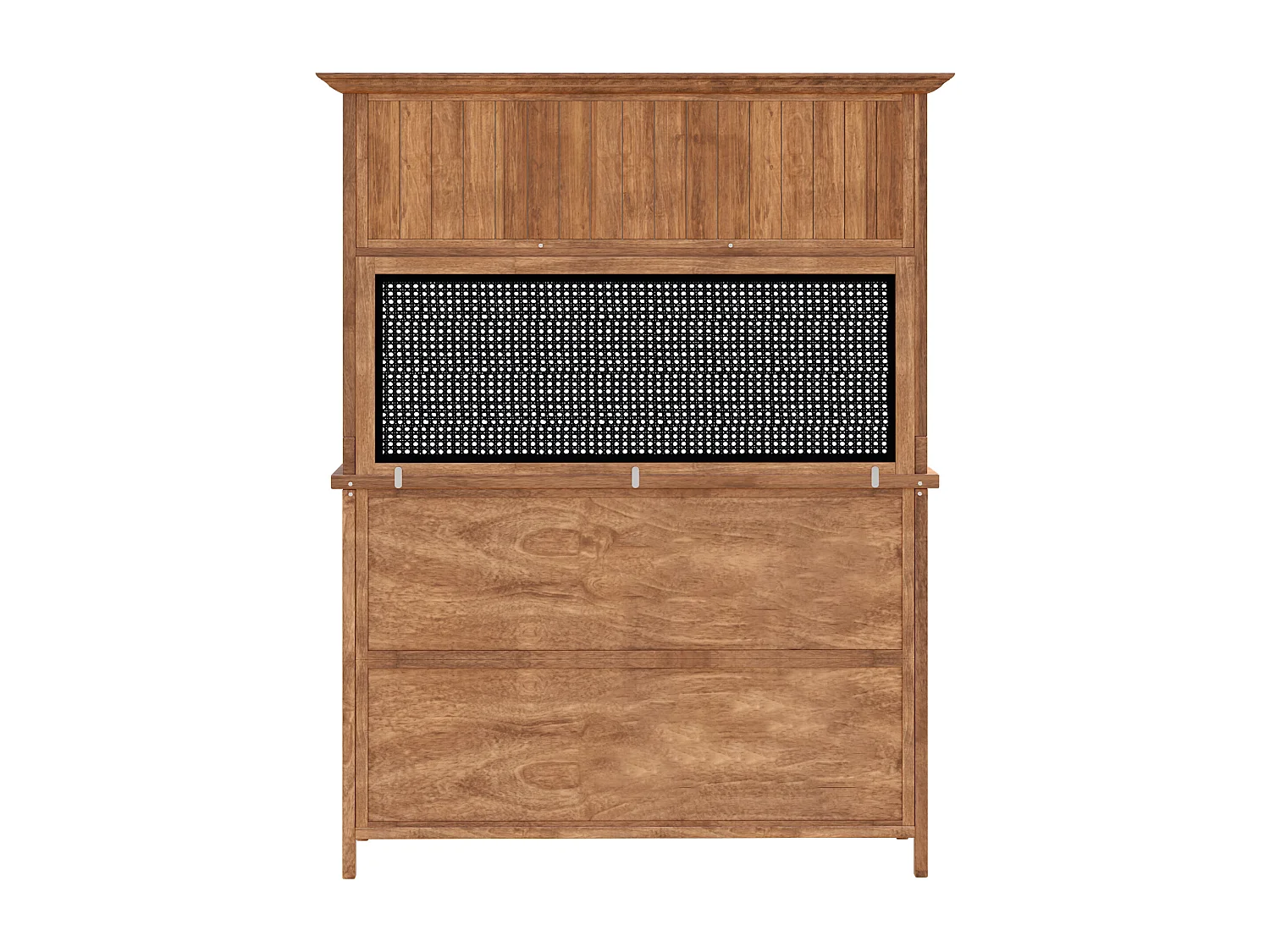 Houten tuinkast met 3 lades, geperforeerd metalen paneel - Houtkleur