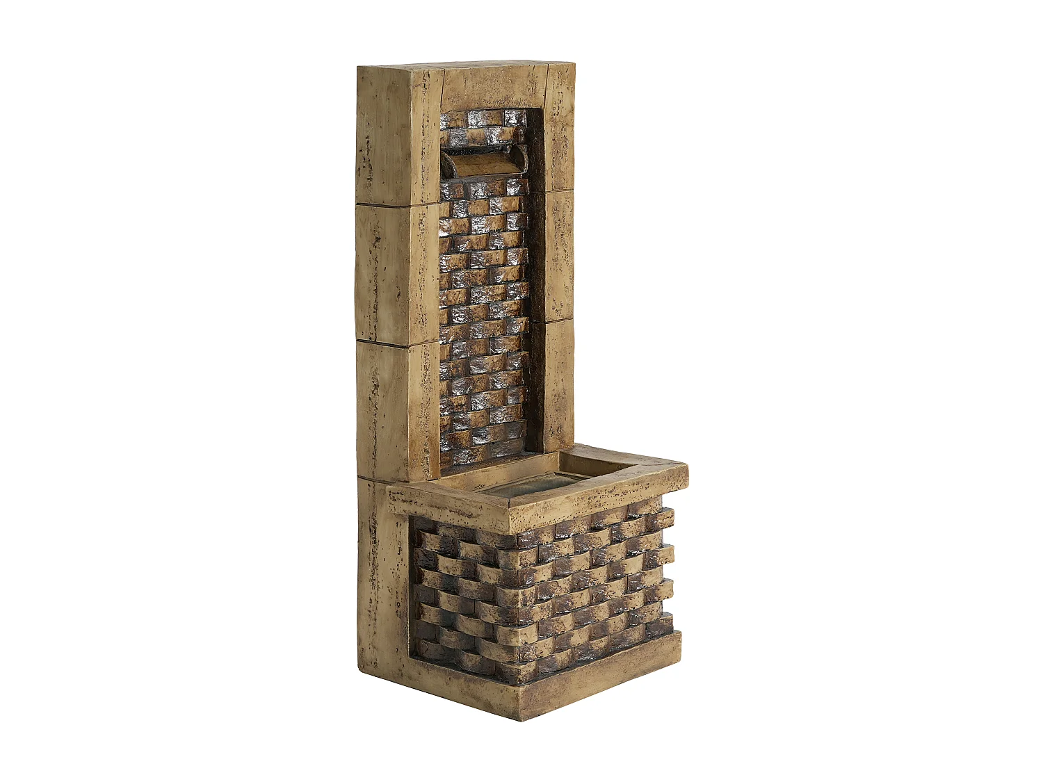 Antieke bruine hars LED-buitenfontein - H 89 cm