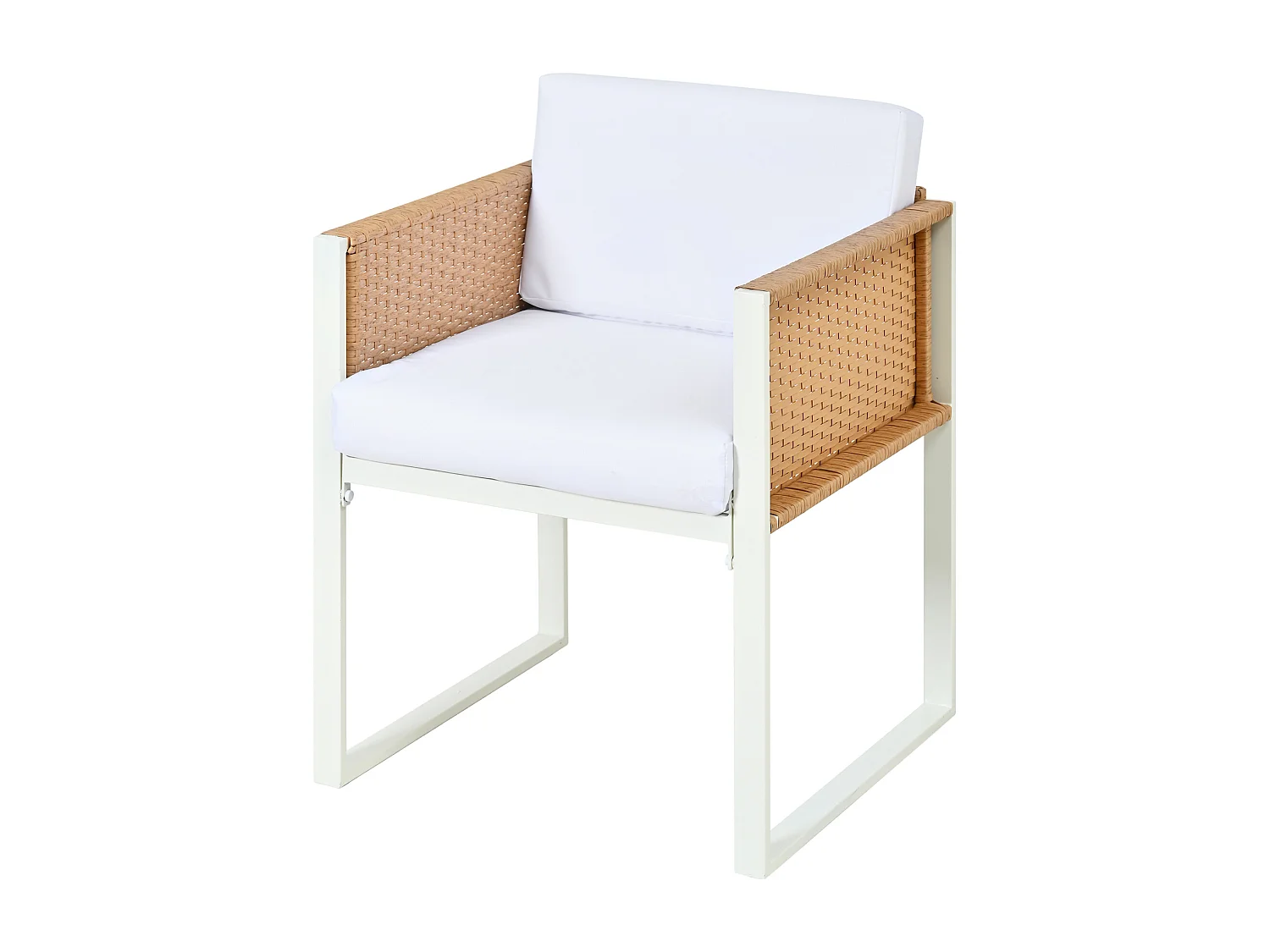 Salle à manger de jardin en polyrotin : la table L.170 cm + 6 chaises - Blanc