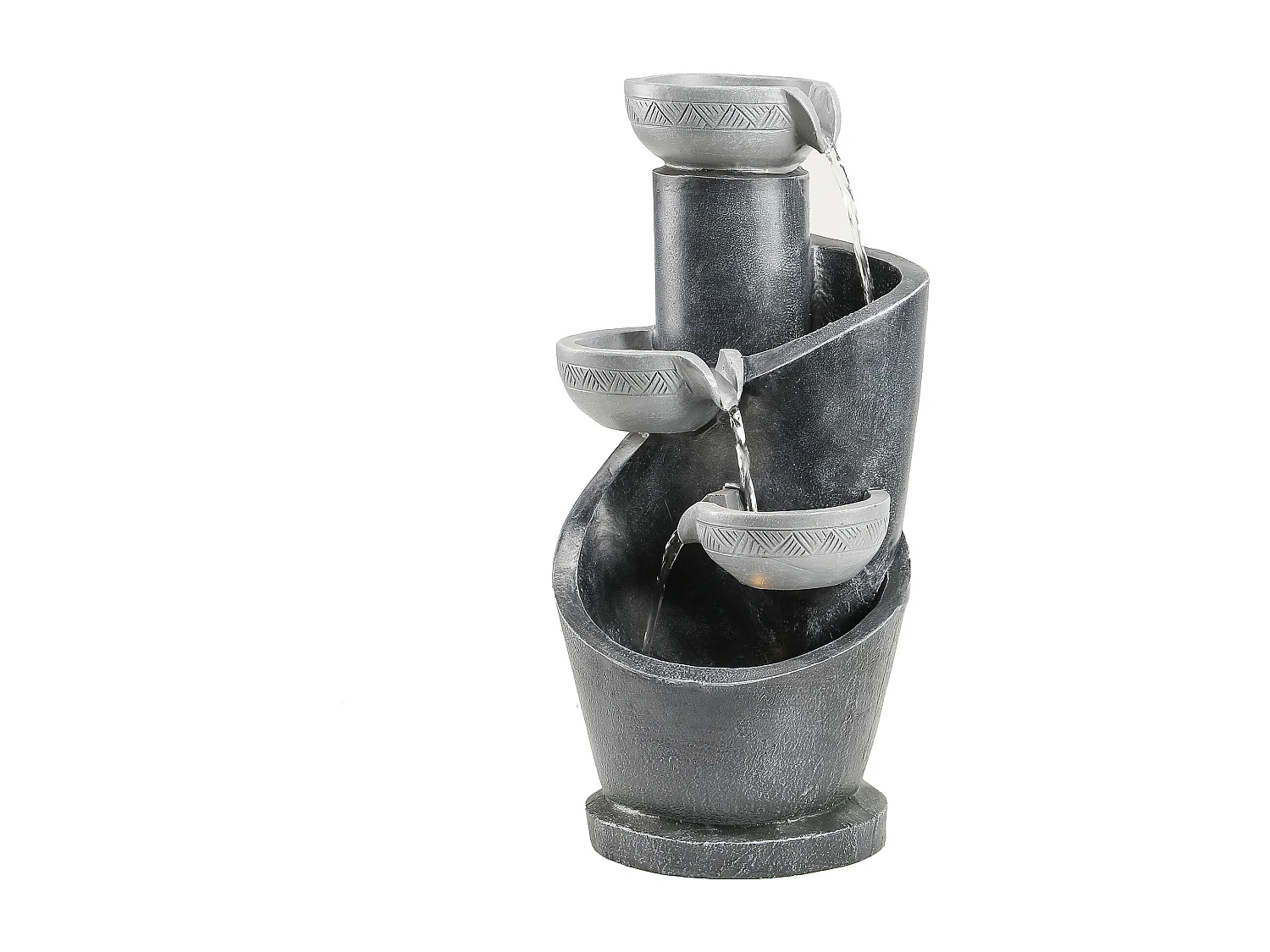 Buitenfontein van hars met LED-verlichting - H 50 cm - Voor tuin en terras, grijs