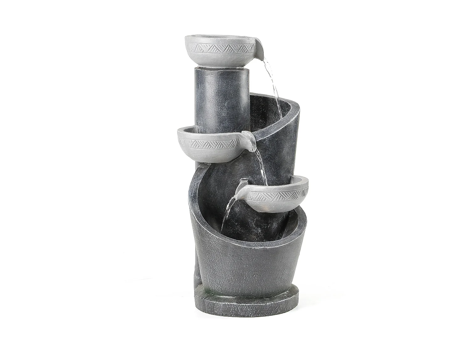 Buitenfontein van hars met LED-verlichting - H 50 cm - Voor tuin en terras, grijs
