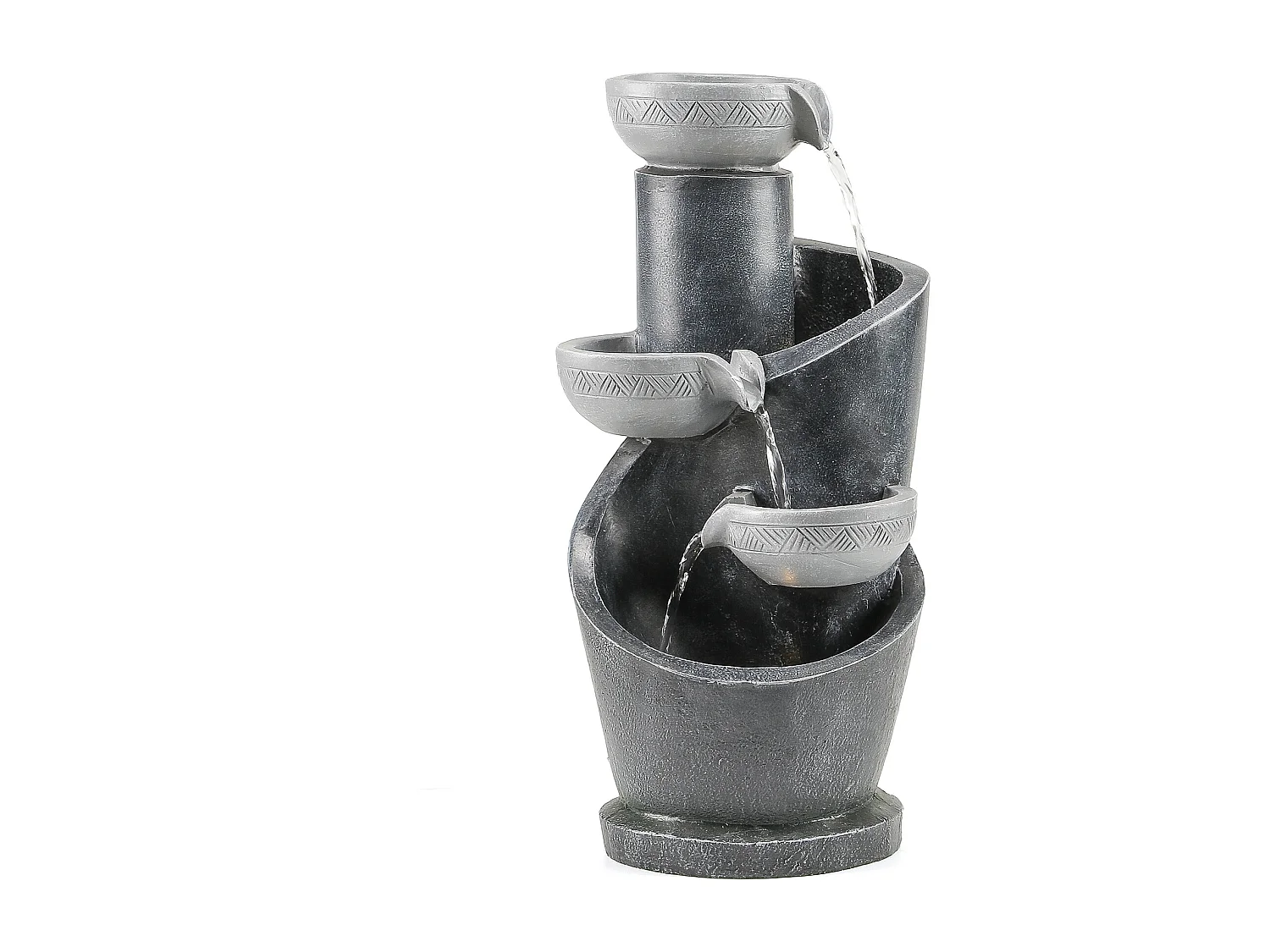 Buitenfontein van hars met LED-verlichting - H 50 cm - Voor tuin en terras, grijs
