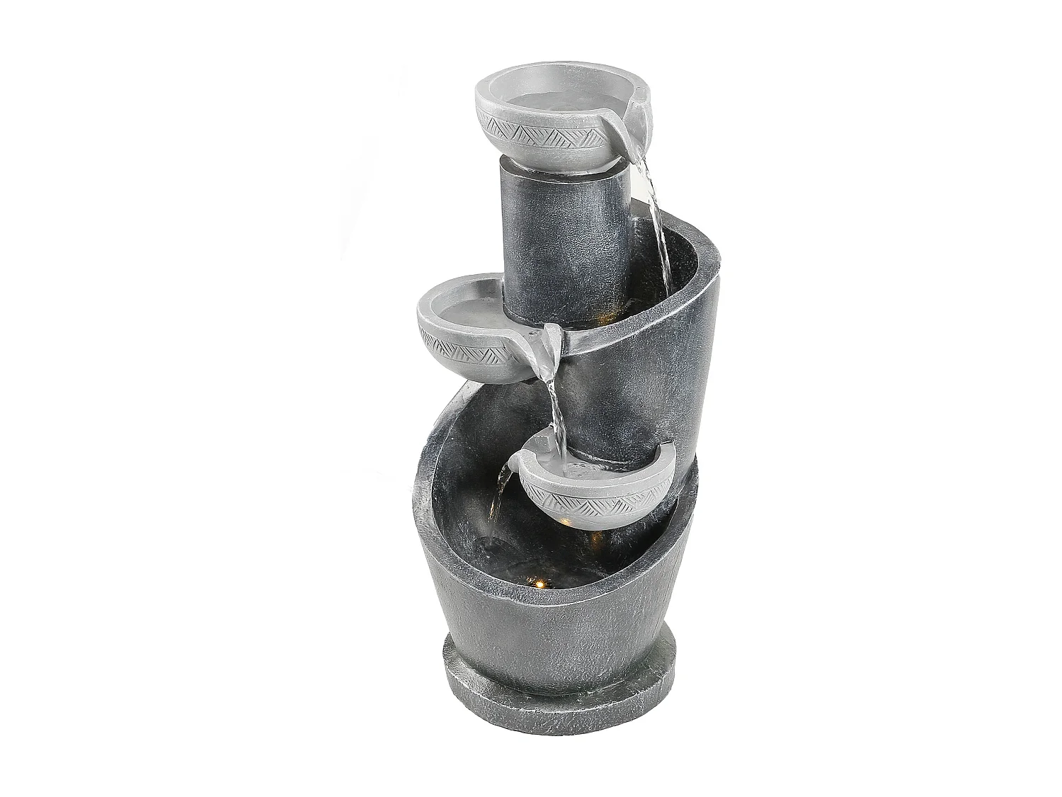 Buitenfontein van hars met LED-verlichting - H 50 cm - Voor tuin en terras, grijs