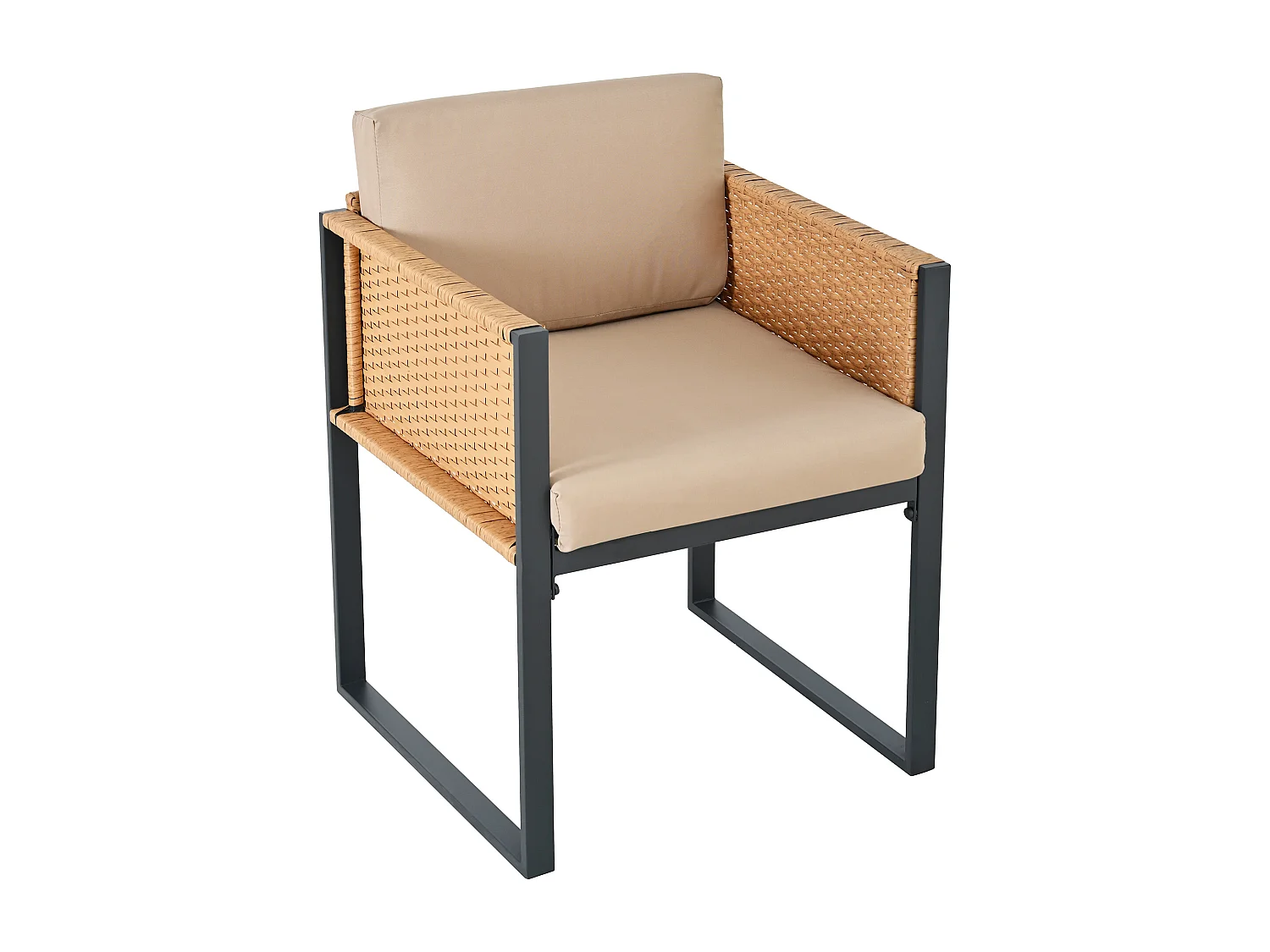 Salle à manger de jardin en polyrotin : la table L.170 cm + 6 chaises - Noir