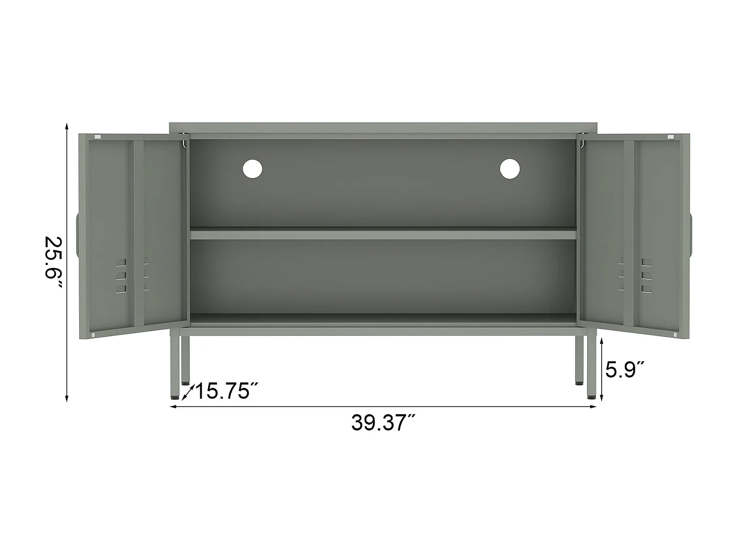 Buffet en acier vert avec étagères réglables 100x40x65 cm