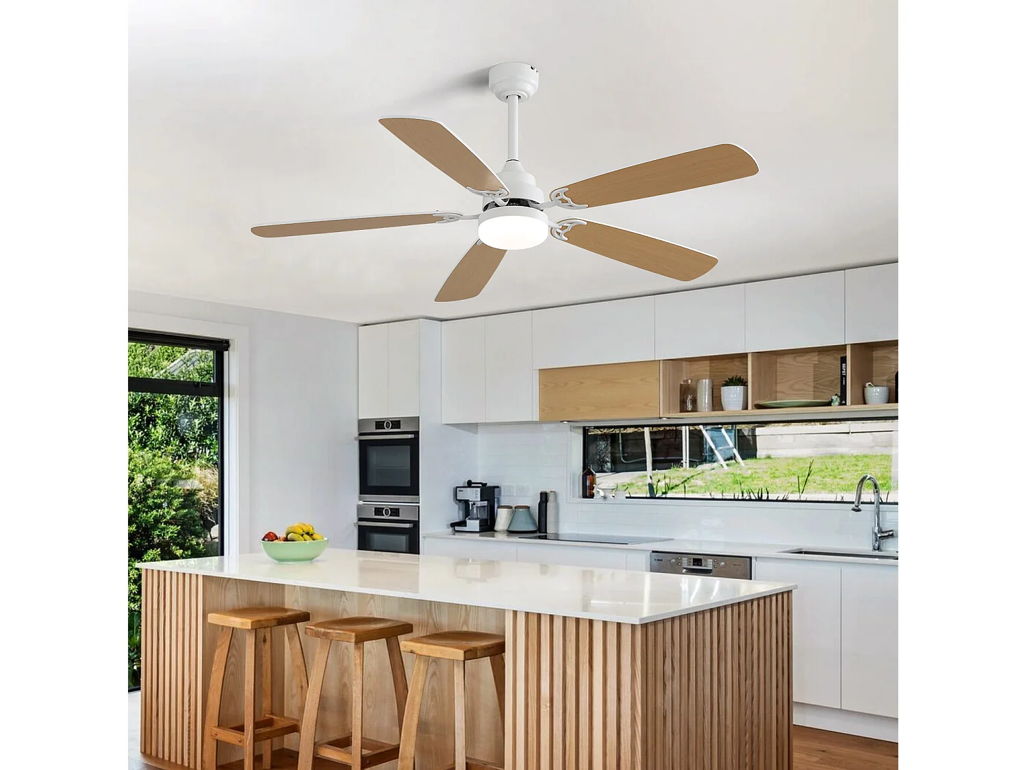 Ventilateur de plafond 132 cm avec LED 18W dimmable 3 couleurs - Blanc mat
