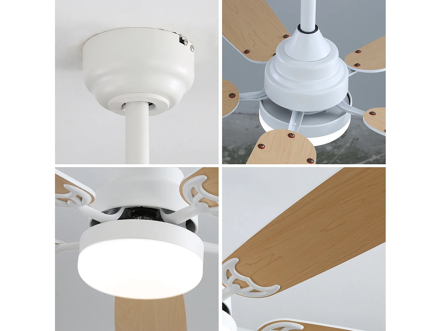 Ventilateur de plafond 132 cm avec LED 18W dimmable 3 couleurs - Blanc mat