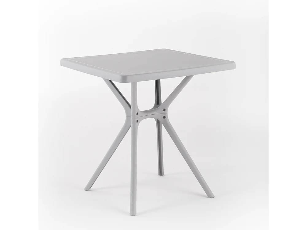 Table d'extérieur carrée 70x70, résine renforcée de fibre de verre, robuste et durable, idéale pour jardins, bars et restaurants - LUCAS/Gris