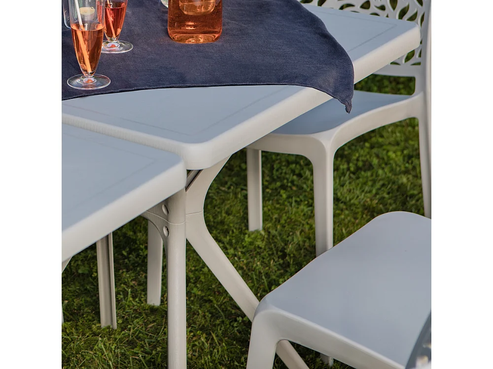 Table d'extérieur carrée 70x70, résine renforcée de fibre de verre, robuste et durable, idéale pour jardins, bars et restaurants - LUCAS/Gris