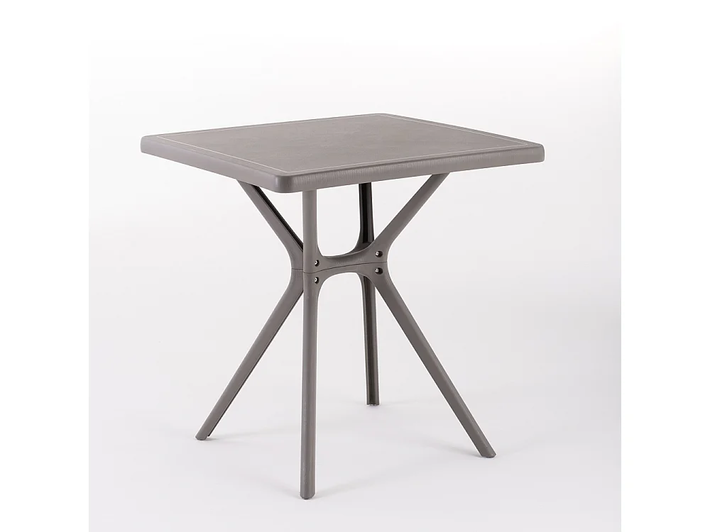 Table d'extérieur carrée 70x70, résine renforcée de fibre de verre, robuste et durable, idéale pour jardins, bars et restaurants - LUCAS/Taupe