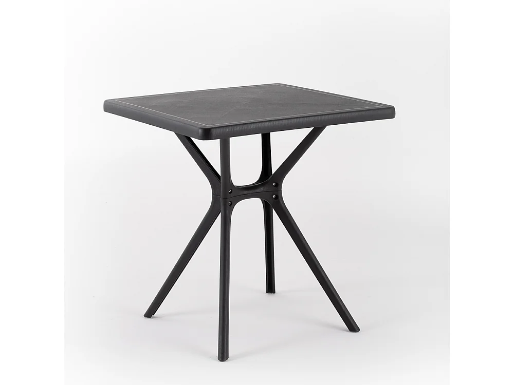 Table d'extérieur carrée 80x80, résine renforcée de fibre de verre, robuste et durable, idéale pour jardins, bars et restaurants - LUCAS/Noir
