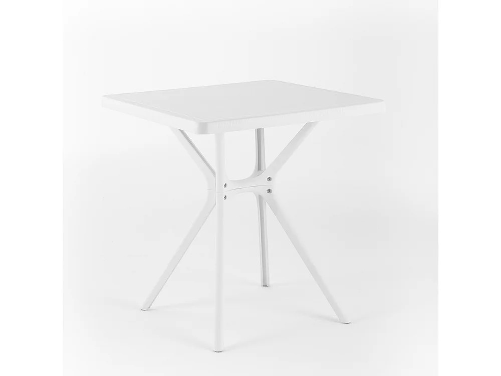 Table d'extérieur carrée 80x80, résine renforcée de fibre de verre, robuste et durable, idéale pour jardins, bars et restaurants - LUCAS/Blanc