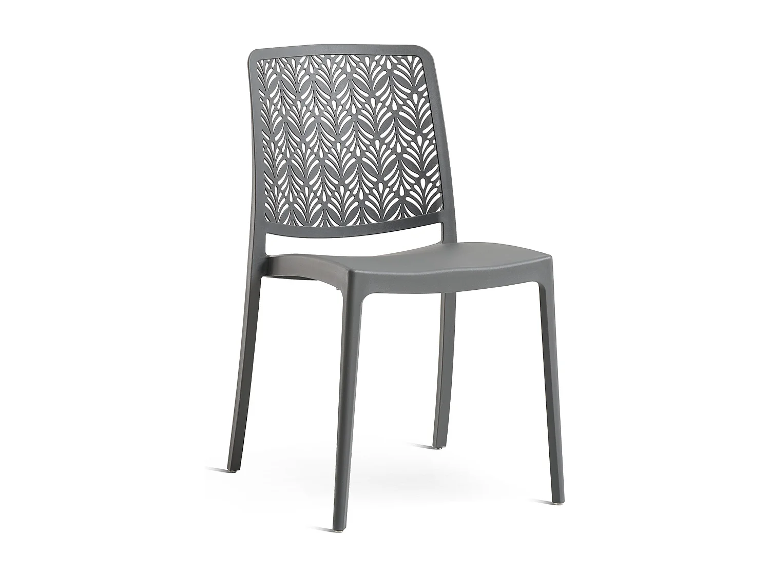 Lot de 6 chaises empilables en polypropylène renforcé avec fibre de verre, pour jardin ou intérieur, déperlantes et résistantes, design moderne - YARA - Gris foncé