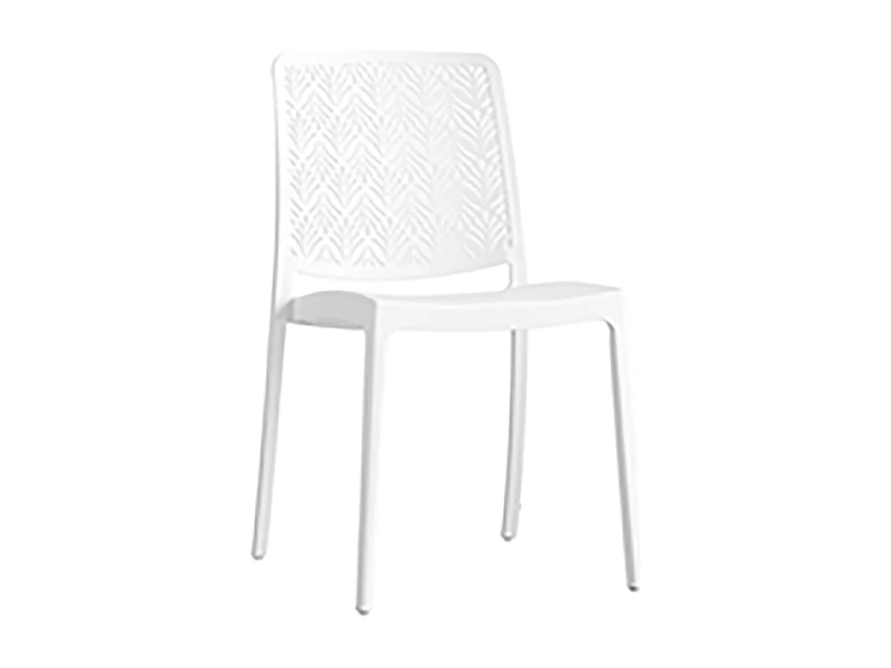 Lot de 4 chaises empilables en polypropylène renforcé avec fibre de verre, pour jardin ou intérieur, déperlantes et résistantes, design moderne - YARA - Blanc